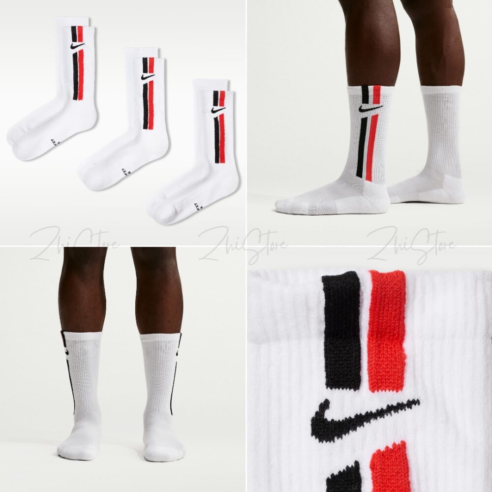 Nike Elevated【3雙一組】條紋長襪 白襪 白長襪 襪子 男襪 女襪 IH8532-900
