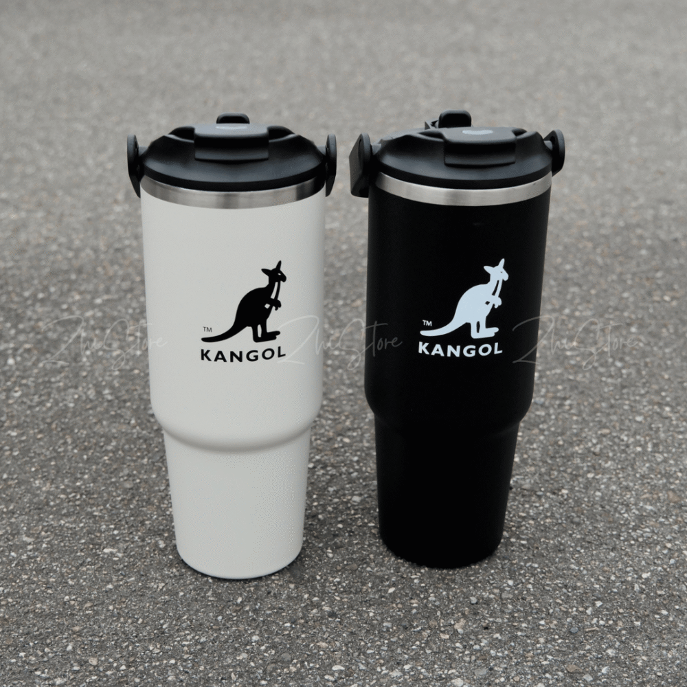 KANGOL 手提 保溫 冰霸杯 880ml 保溫杯 保冰杯 保溫瓶 不鏽鋼杯 水壺 黑色 奶茶色