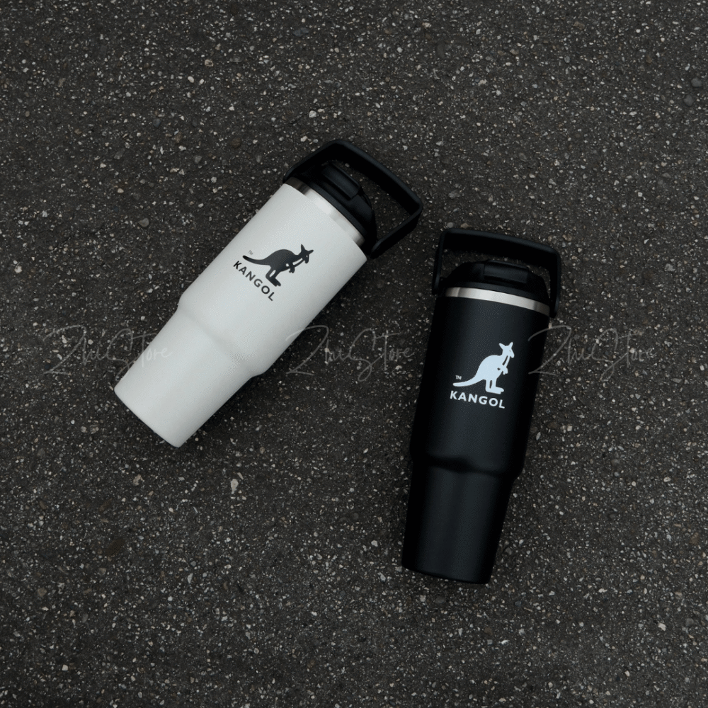 KANGOL 手提 保溫 冰霸杯 880ml 保溫杯 保冰杯 保溫瓶 不鏽鋼杯 水壺 黑色 奶茶色