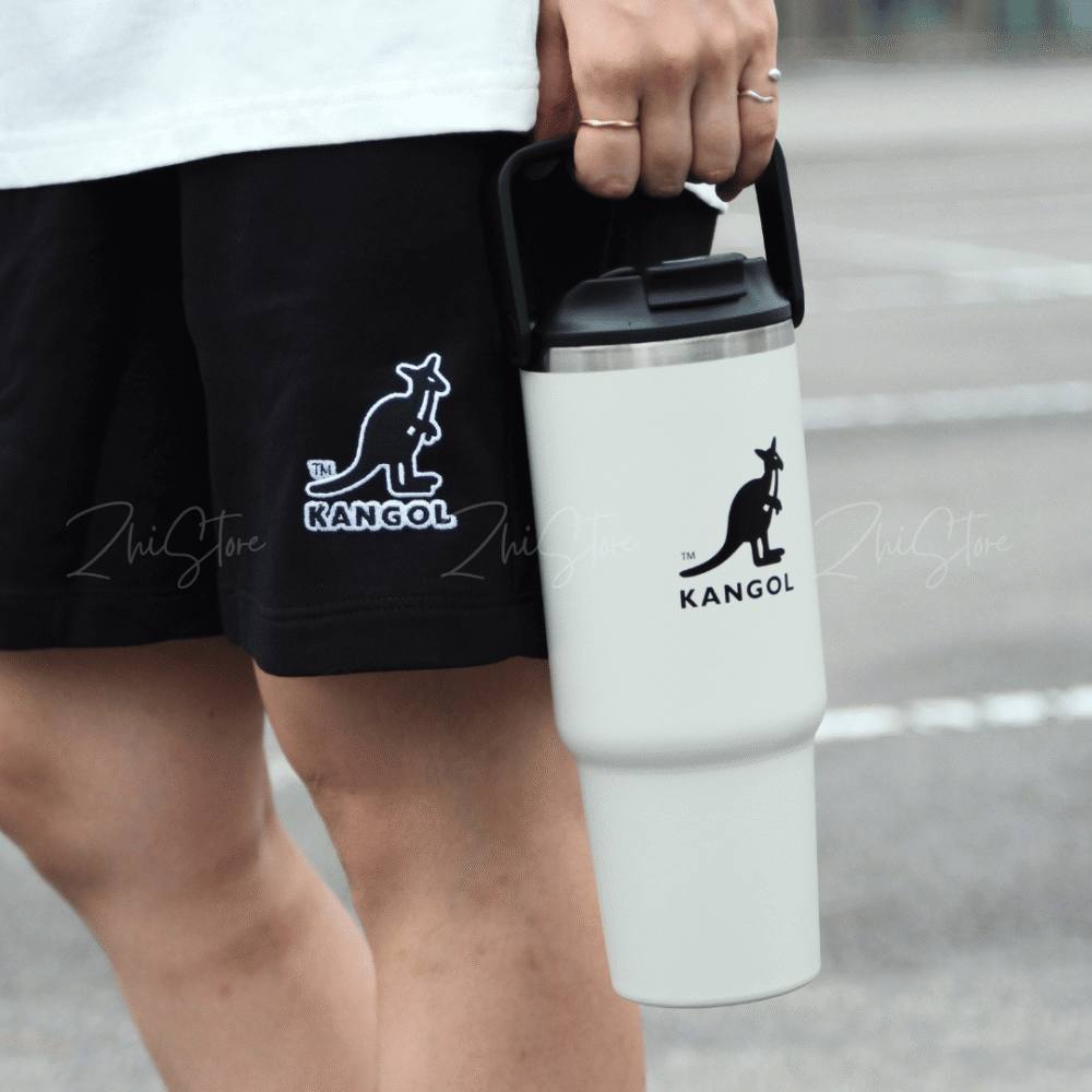 KANGOL 手提 保溫 冰霸杯 880ml 保溫杯 保冰杯 保溫瓶 不鏽鋼杯 水壺 黑色 奶茶色