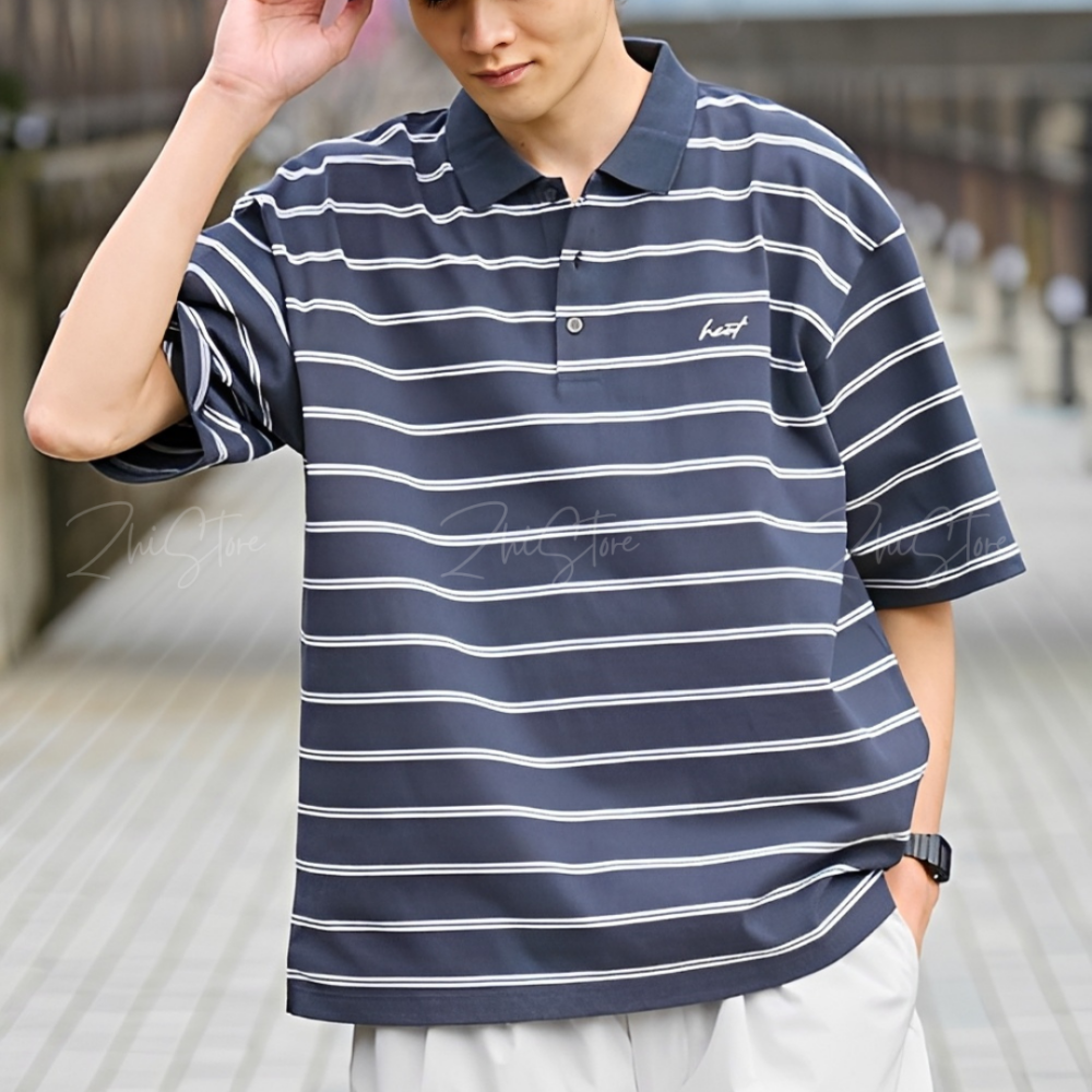 16 日本 HECT 條紋 POLO衫 短袖上衣 日系 中性 男裝 女裝 上衣 短袖 女生上衣 男生上衣