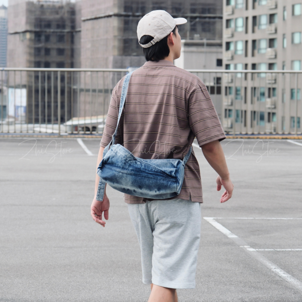 16 日本 Alfred Alex 復古 水洗 丹寧包 斜背包 肩背包