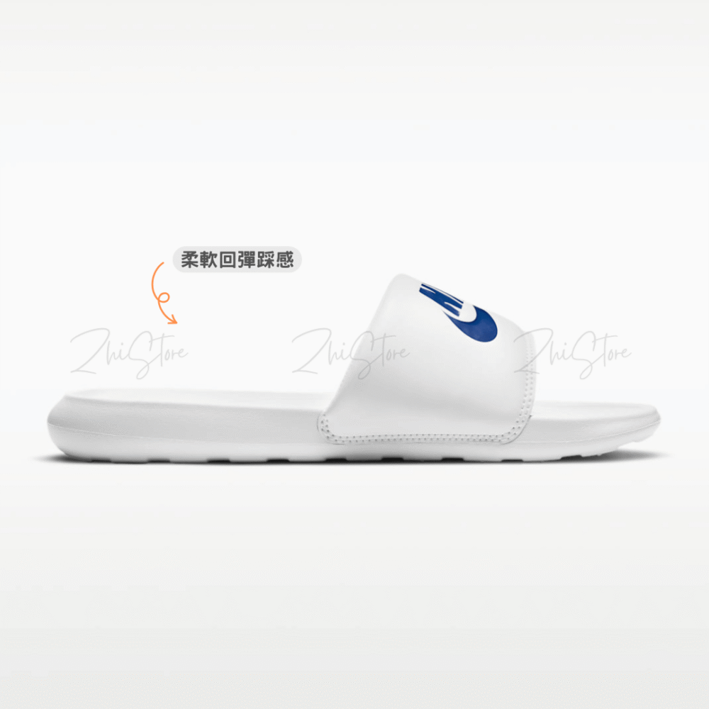 【零碼售出不退換】Nike Victori One Slide 軟Q底 拖鞋 白底藍字 CN9675-102