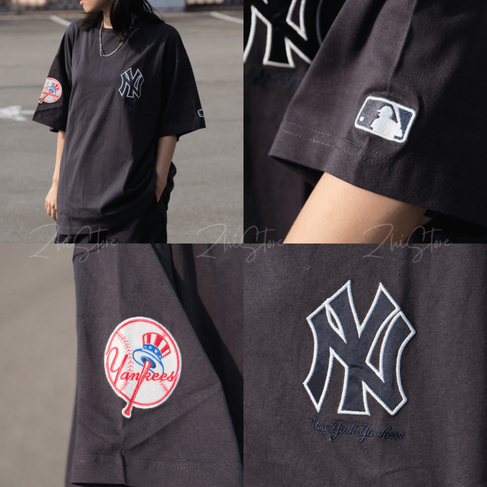 MLB 刺繡 落肩 短袖上衣 T-shirt 短袖