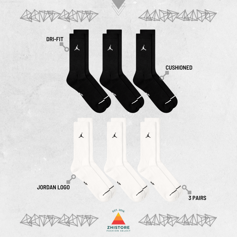 【基本款 & 升級款】Nike Air Jordan【3雙一組】Logo 長襪 休閒襪 襪子 白色 黑色 DX9632-010 DX9632-100 IR6319-100 IR6319-010