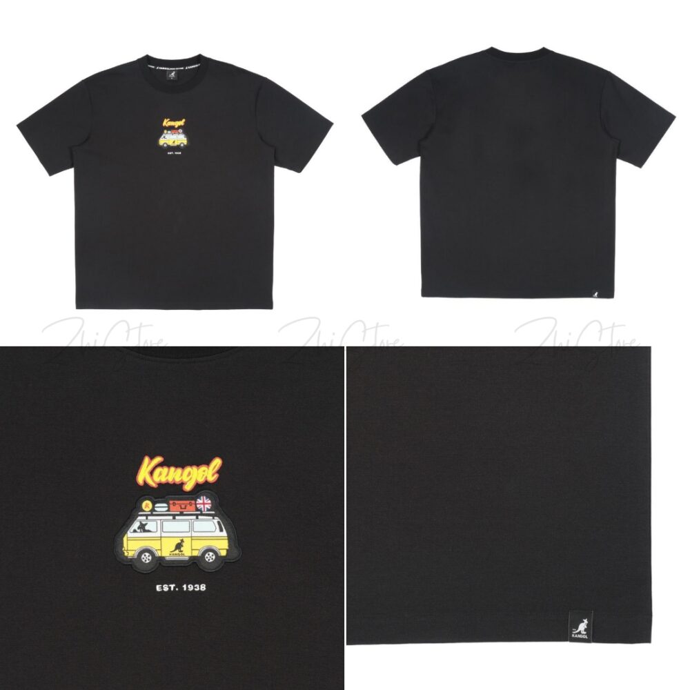 3 KANGOL 中性 露營巴士 圖T 短袖上衣 t恤 短袖 男生上衣 女生 黑色 白 65251014