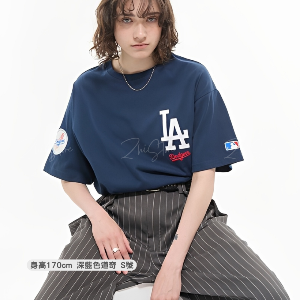 MLB 刺繡 落肩 短袖上衣 T-shirt 短袖