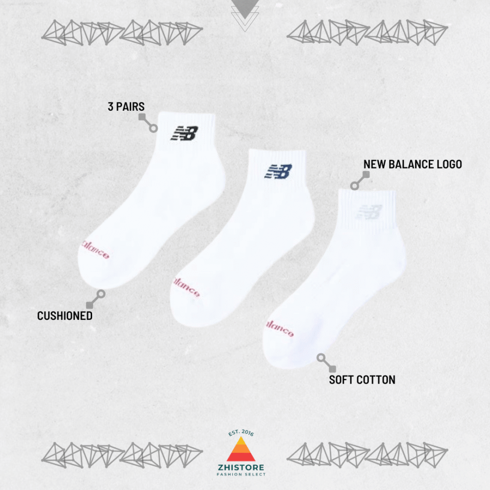 1 new balance 【3雙一組】 毛圈布底 中筒襪 白色 襪子 LAS55637