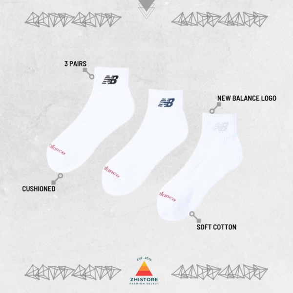 1 new balance 【3雙一組】 毛圈布底 中筒襪 白色 襪子 LAS55637