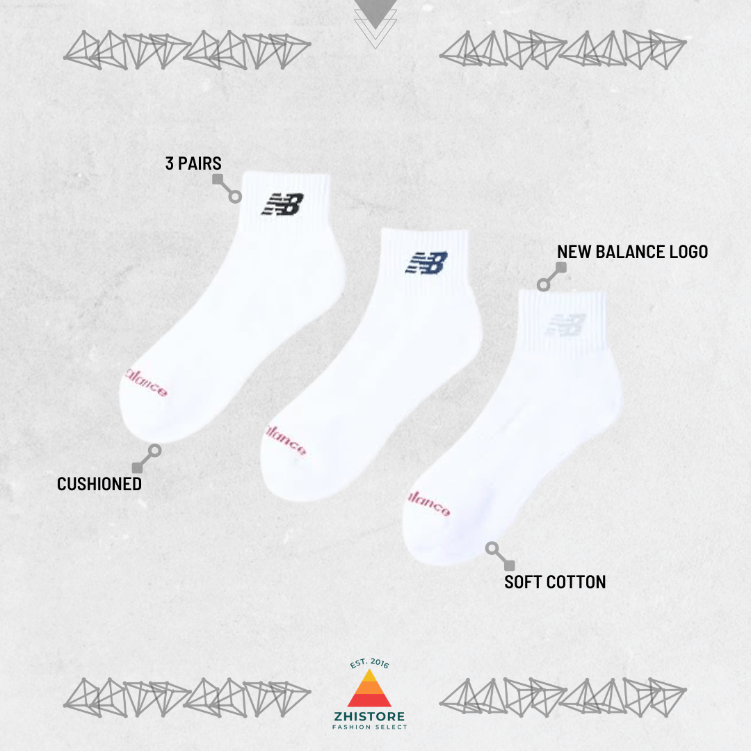 new balance 【3雙一組】 毛圈布底 中筒襪 白色 襪子 LAS55637