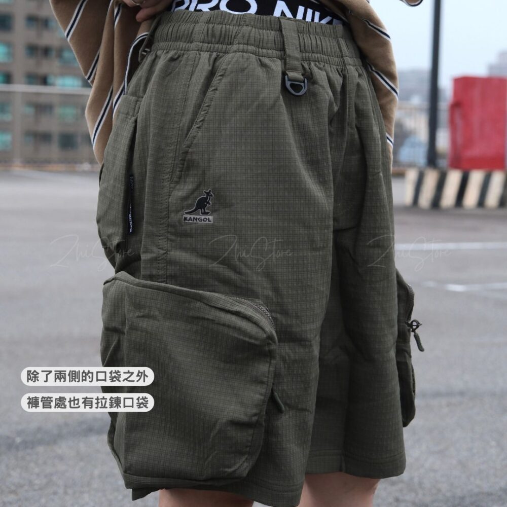 10 KANGOL 工裝多口袋 中性短褲 黑色 卡其綠 65251545