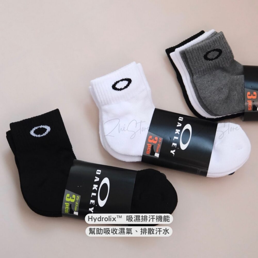 OAKLEY【3雙一組】毛圈布底 中筒襪 白襪 黑襪 襪子 93238JP