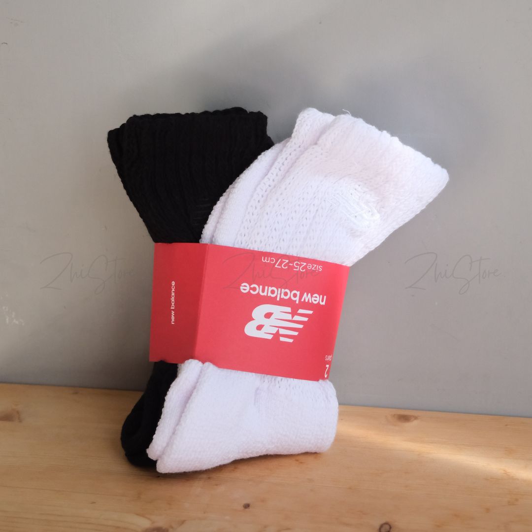 New Balance【2雙一組】針織堆堆長襪 白色 黑色 白襪 黑襪 LAS45746