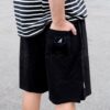 6 KANGOL 中性休閒五分褲 及膝短褲 棉褲 棉短褲 黑色 灰色 65251542