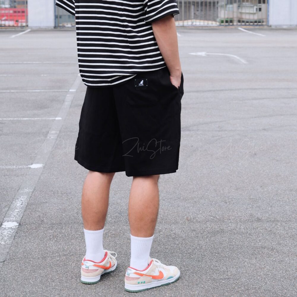 7 KANGOL 中性休閒五分褲 及膝短褲 棉褲 棉短褲 黑色 灰色 65251542