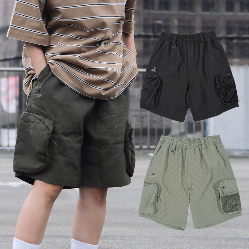 KANGOL 65251545 KANGOL 工裝多口袋 中性短褲 黑色 卡其綠 65251545