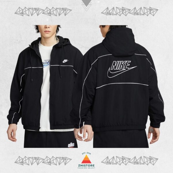 Nike Club 輕量尼龍 防風 連帽外套 黑色 HJ2013-010