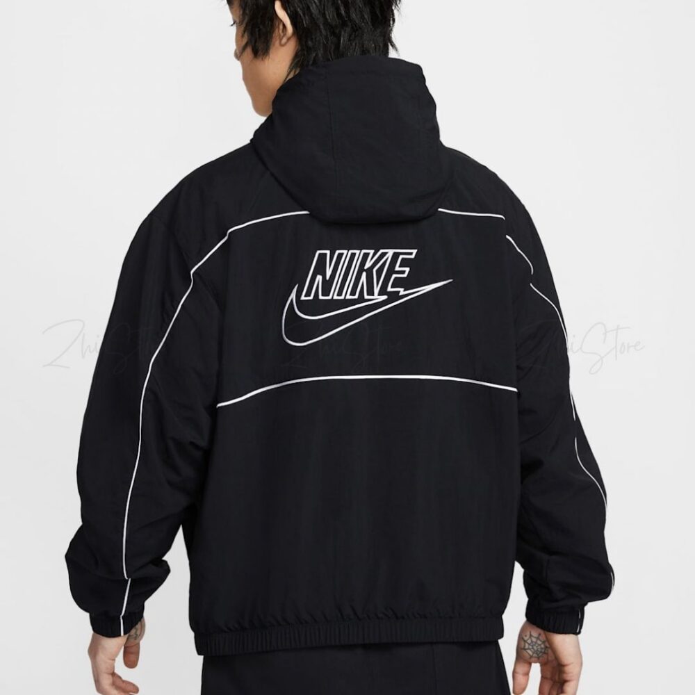3 Nike Club 輕量尼龍 防風 連帽外套 黑色 HJ2013-010