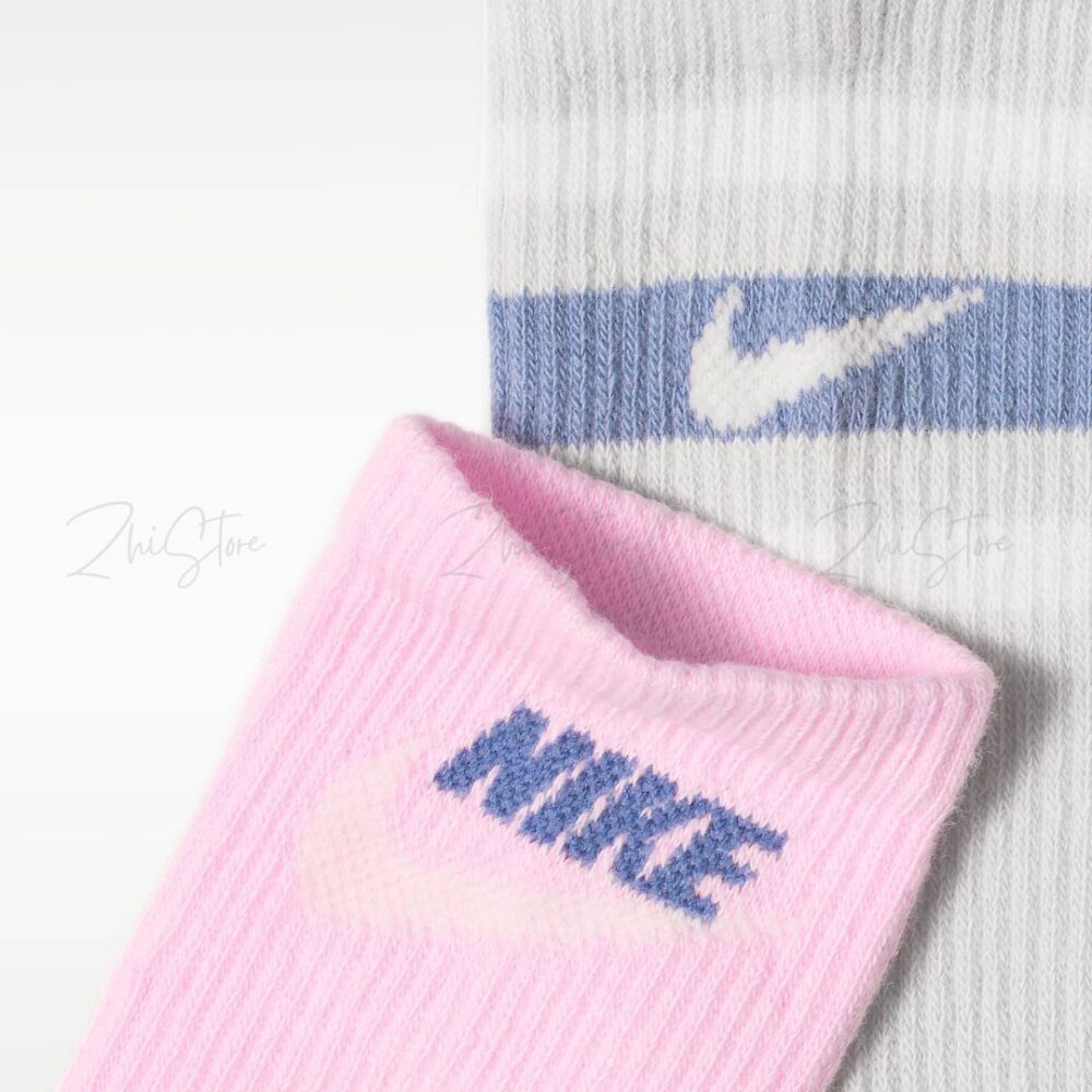 5 Nike Plus【2雙一組】復古休閒長襪 休閒襪 灰色 粉色 IZ1366-901