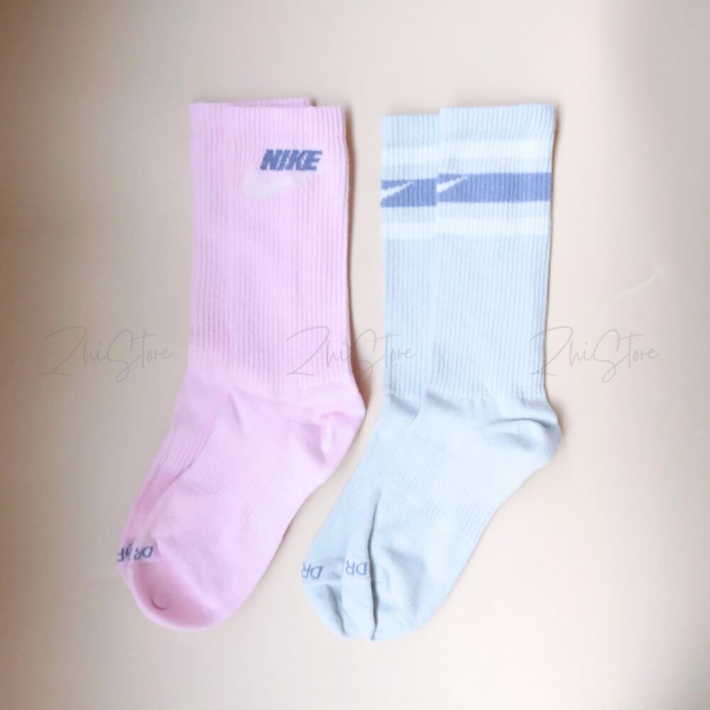 6 Nike Plus【2雙一組】復古休閒長襪 休閒襪 灰色 粉色 IZ1366-901
