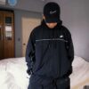 9 Nike Club 輕量尼龍 防風 連帽外套 黑色 HJ2013-010